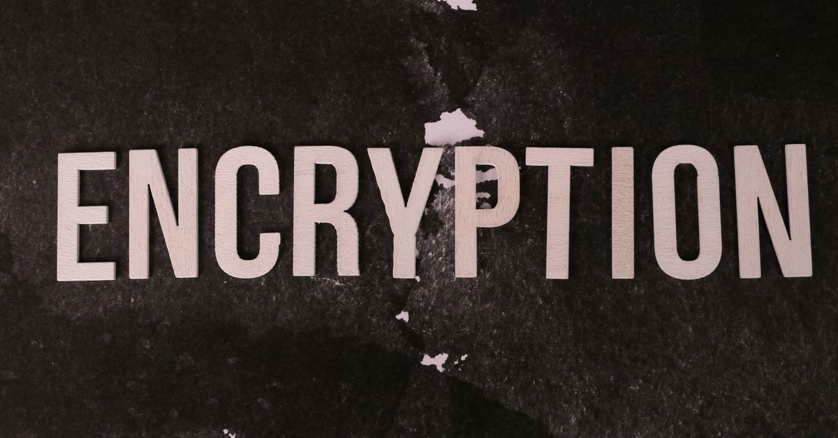 Black and white abstract image with the word 'ENCRYPTION' prominently displayed.