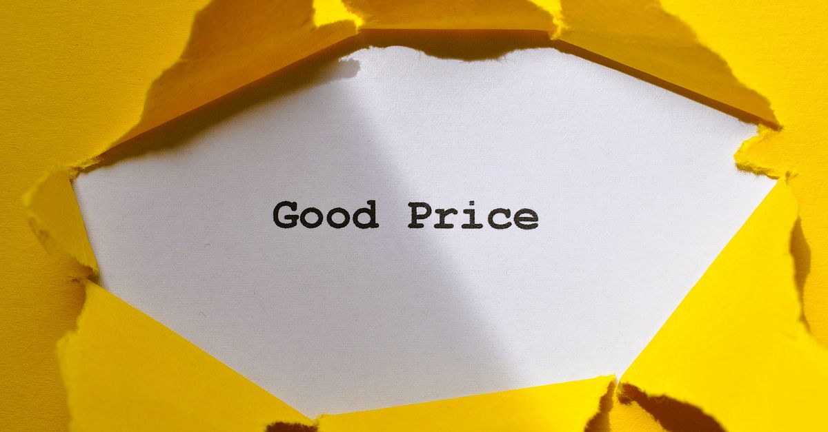 Yellow paper torn to reveal 'Good Price'. Perfect for sales and marketing concepts.