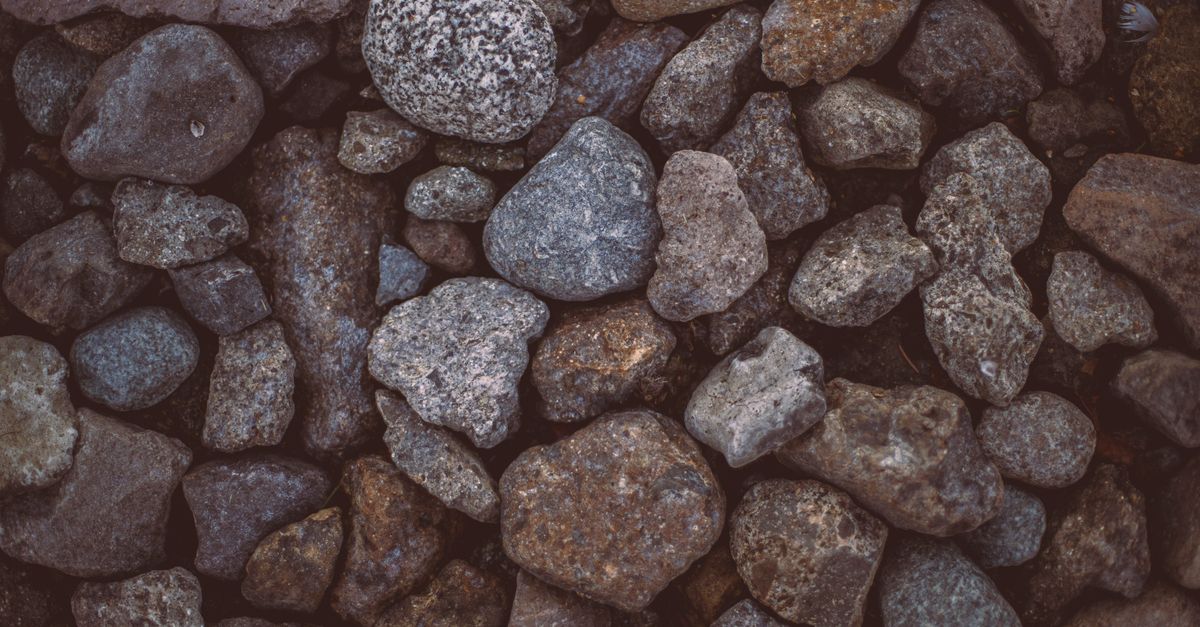 A detailed view of assorted cobblestone textures and colors found in San Carlos de Bariloche, Argentina.