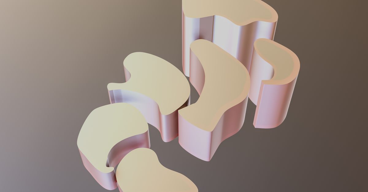 Abstract 3D shapes with a smooth pastel finish set against a gradient background.
