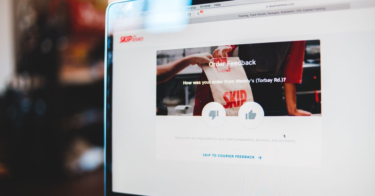 Website design with web banner of order feedback on online shopping center on computer screen