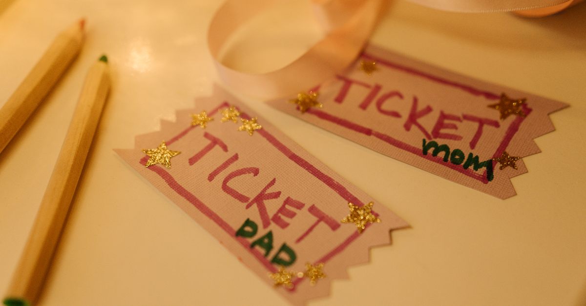 Creative handmade tickets labeled for parents, ideal for fun indoor bonding activities.